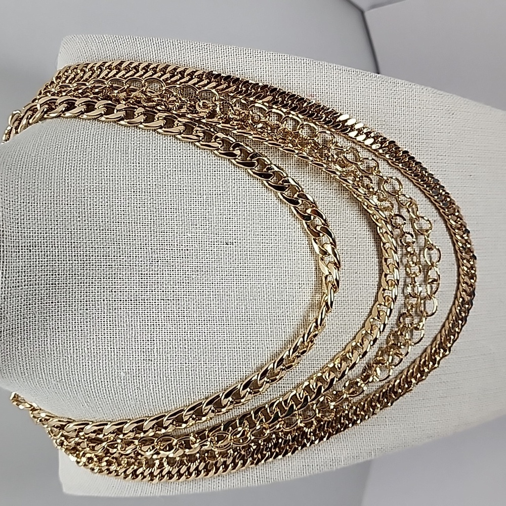 Five Strand Gold Tone 80R Chain Necklace